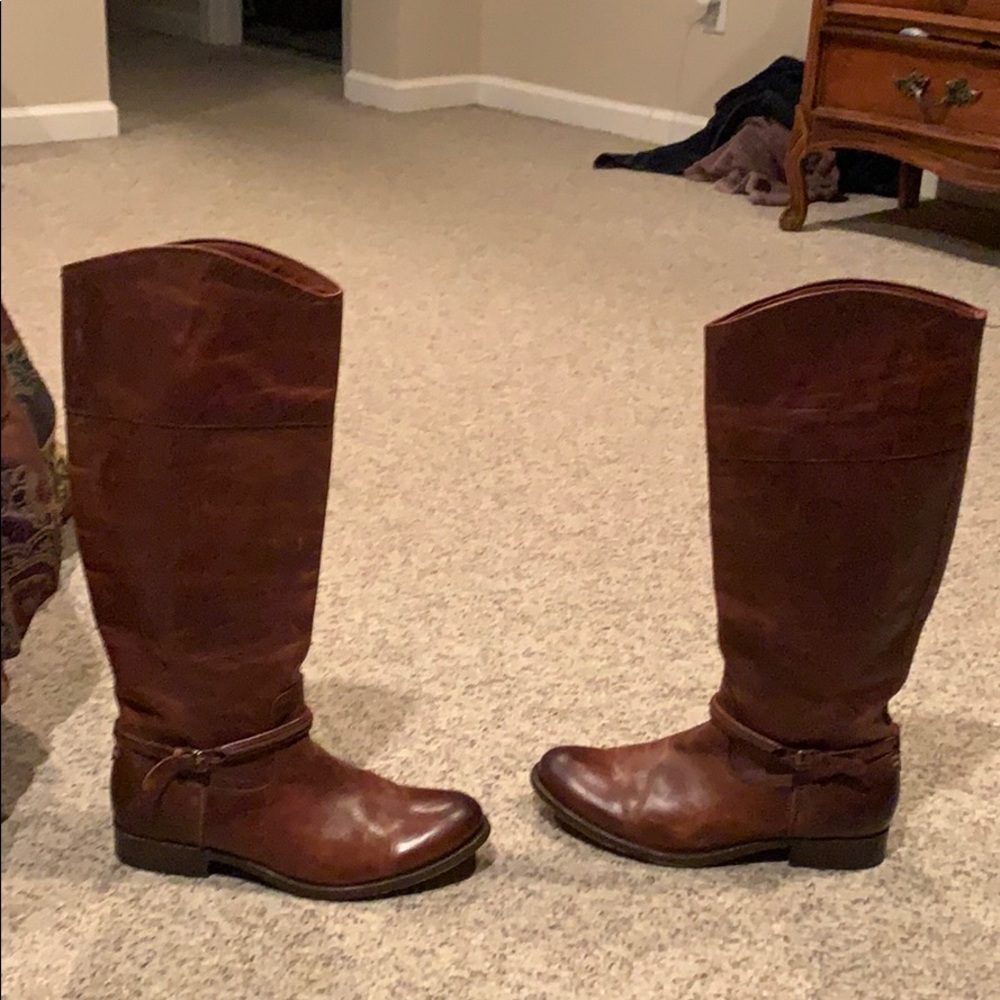 Frye Brown Rugged Melissa Seam Riding tall boots 8